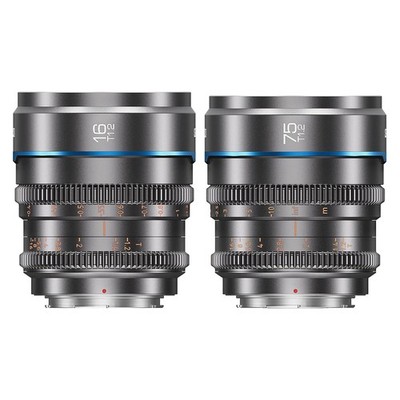 SIRUI Nightwalker 16+75mm T1.2 S35 Manual Focus Metal Grey Lens Set, RF Mount