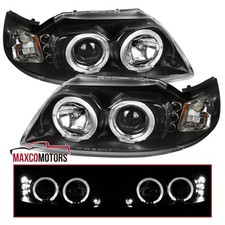Black Projector Headlights Fits 1999-2004 Ford Mustang Led Halo Lamps Leftright