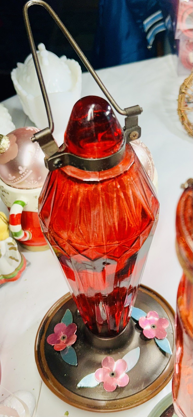 !red Glass Brass Base!