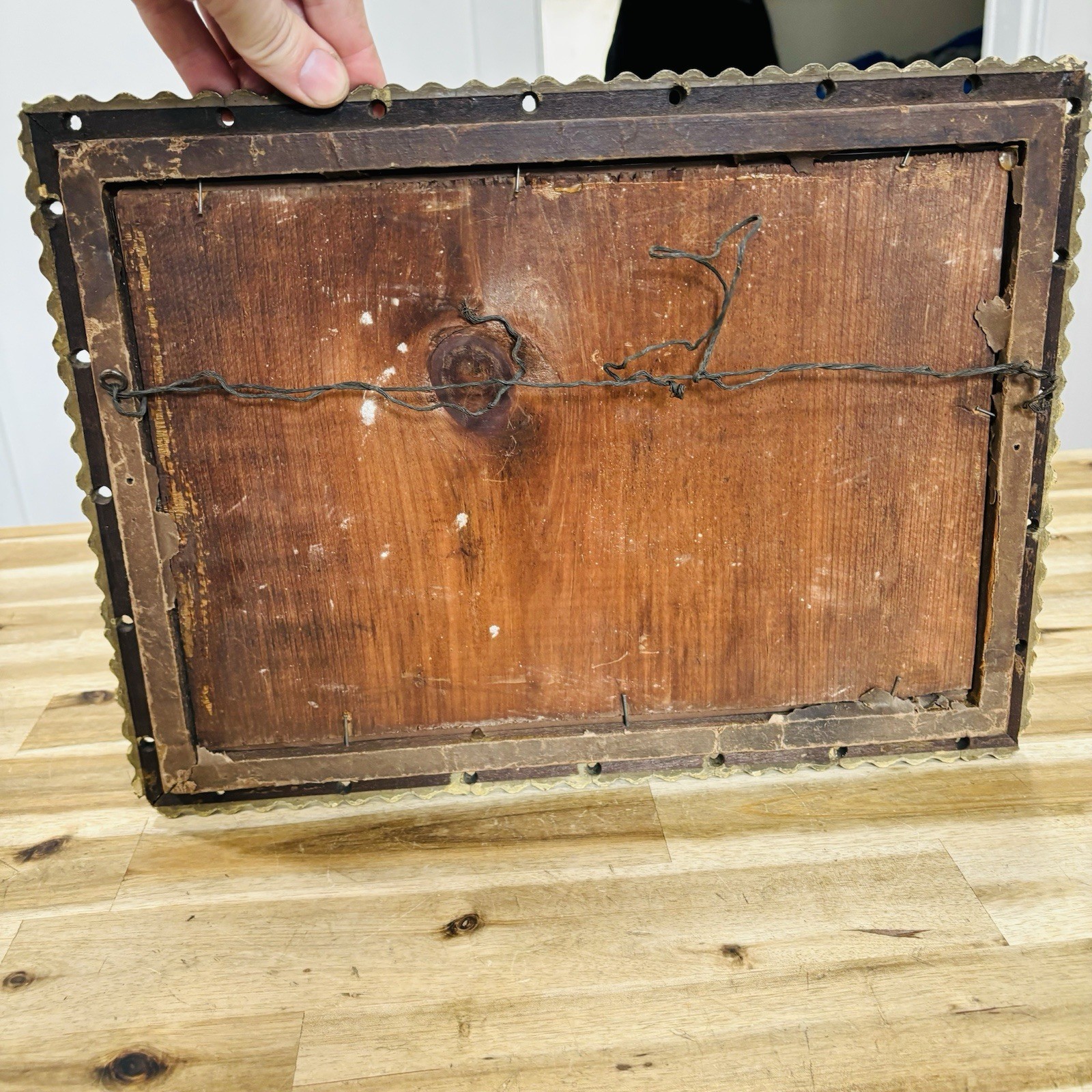 Antique Wooden Frame Gold Ornate Carved Wood Glass 15.5” x 11.5” Art Photograph