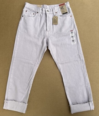NWT Levis 501 Jeans Womens 29x26 White High Rise Straight Leg Cropped Button Fly