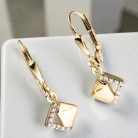 Boutons Quadratisch 333 Gold Gelbgold Bicolor Mit Zirkonia Ohrringe OhrhäNger