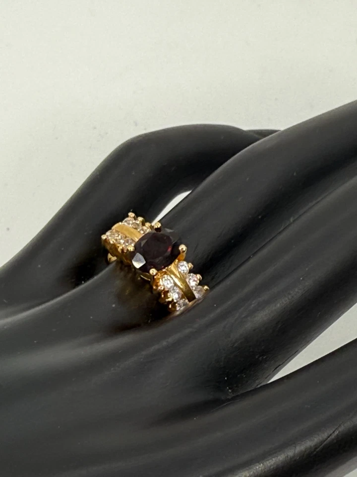 Кольцо из стерлингового серебра 925 пробы с красным гранатом Vermeil размер 6,5 Suzanne Somers - Изображение 4 из 4