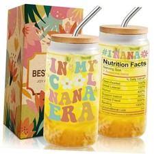 Gifts for Nana - In My Nana Era 16oz Glass Can Cup, Unique Gift for Grandma