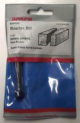 Bosch 85902M Solid Carbide 1/4'' x 3/4 Down Spiral Double Flute 1/4'' Shank USA