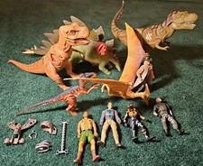 15 piece Lot - Huge Vintage Kenner Jurassic Park Lot - 5 Dinosaurs  5 Humans 3