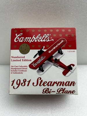 Gearbox Campbells 1931 Stearman Flugzeug Bi-Plane Doppeldecker Soup Rot 1:54 OVP