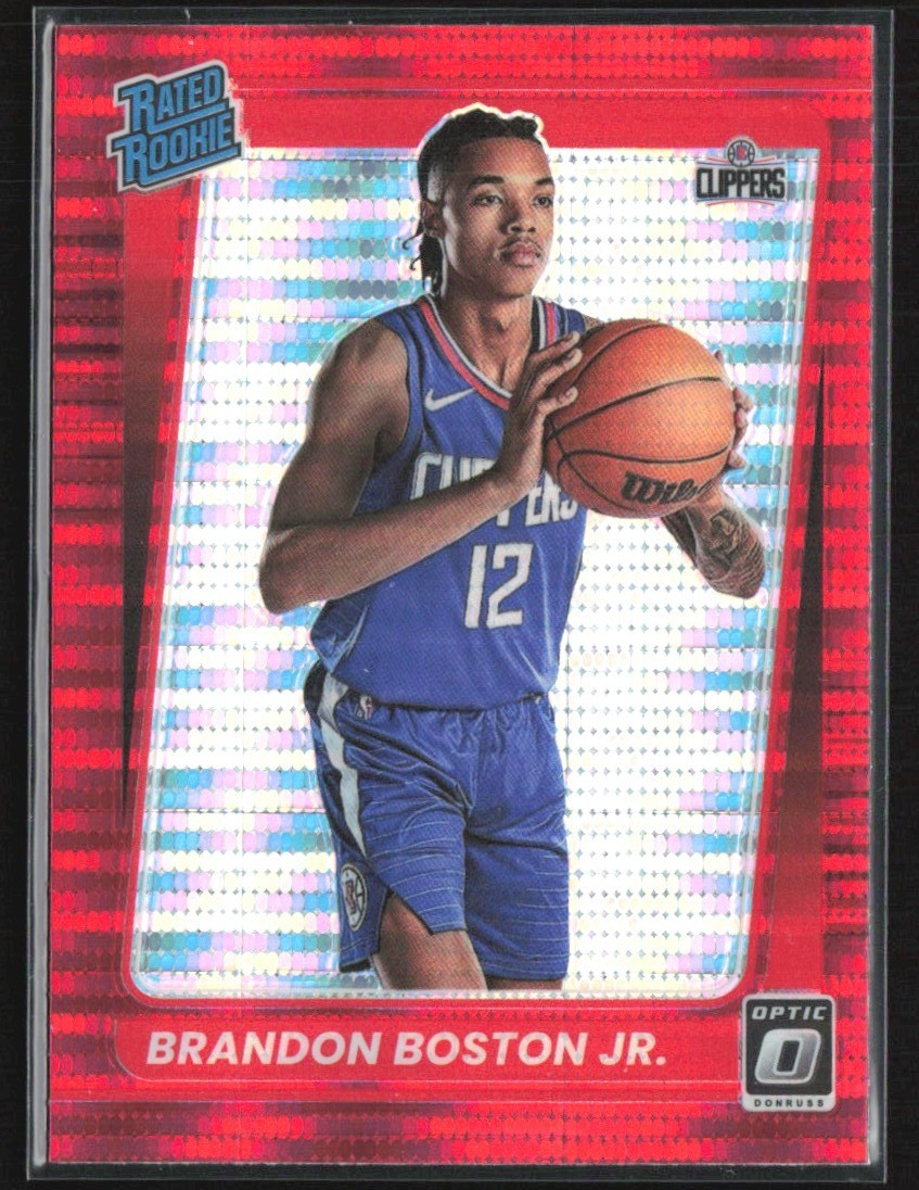 Brandon Boston Jr. 2021-22 Donruss Optic Red Pulsar RC #189 Los Angeles Clippers