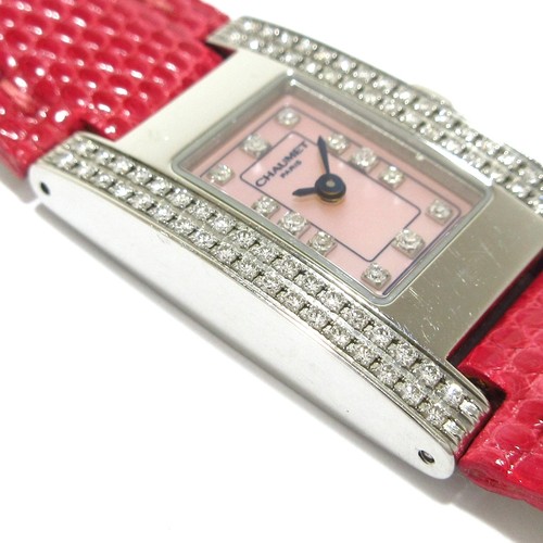 Auth CHAUMET Stile de Chaumes Style Rectangle - 1******** Pink Wrist Watch - Picture 11 of 12
