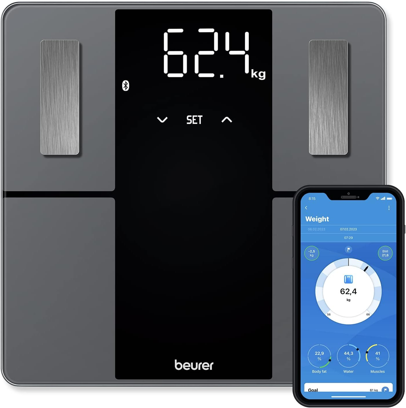 Bilancia Diagnostica Beurer BF 500 BT Bluetooth App Analisi Massa Grassa