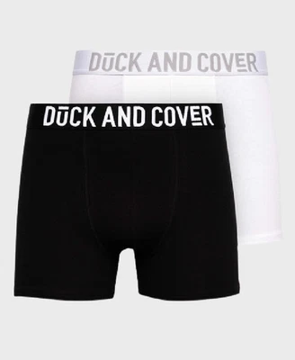 DUCK AND COVER Mens Duck & Cover Salton Boxers (2 Pack) - Black/White