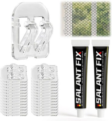 OSDUE 60 Stück Klebehaken & 2 × Montagekleber 40g, Zur Katzennetz für Balkon