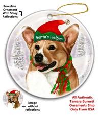 Corgi Pembroke Santa's Helper Holiday Ornament