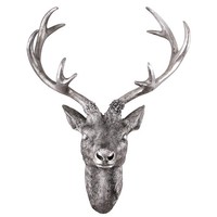 Hirschgeweih Hirschkopf Geweih 10-Ender Silber Optik 20X12X30Cm Figur Skulptur