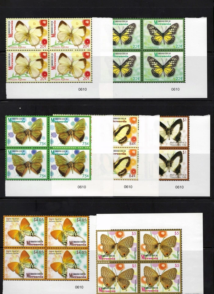Micronesia 702-714 MNH Butterflies Plate & Corner Blocks ZAYIX 0825L1787 - Image 2 of 2