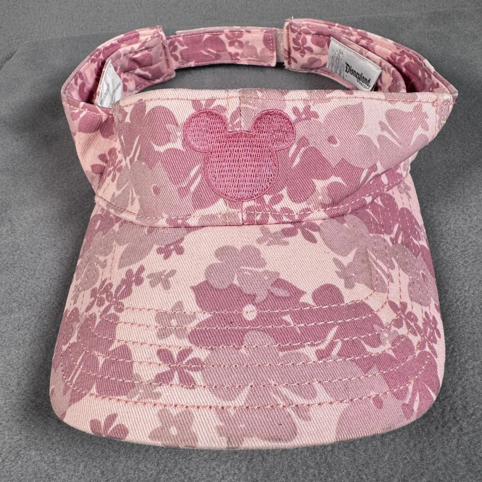 Шляпа Disney Mickey Mouse солнцезащитный козырек для гольфа розовая с цветочной вышивкой Disneyland для взрослых - Изображение 2 из 4