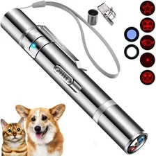 Cat Laser Pointer Toy Dog 7 Adjustable Pattern Long Range Lazer Toy USB Recharge