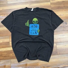 Vintage 90’s Black Alien 420 Weed Fashion Victim Tee Shirt