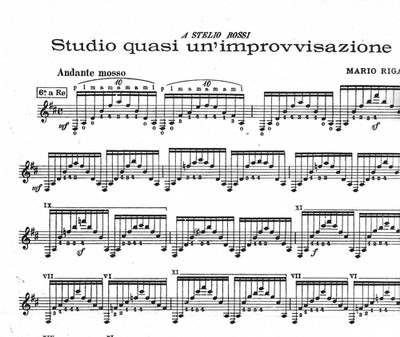 CLASSICAL GUITAR STUDIO QUASI-UN' IMPROVVISAZIONE-BY RIGACCI-RARE 1951 SHT. MUS.