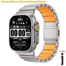 Titanium Metal Band Embedded Silicone for Apple Watch Ultra 12 11 10 9 8 7 6 SE