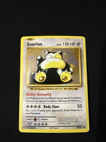 Pokemon 2016 XY Black Star Promo Holo Snorlax XY179