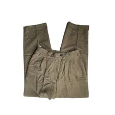 Lauren Ralph Lauren Brown Houndstooth Wool Cashmere Pleated Trouser Pants, 10