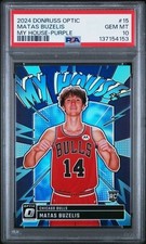2024 Panini Donruss Optic Matas Buzelis Rookie My House Purple Holo PSA 10