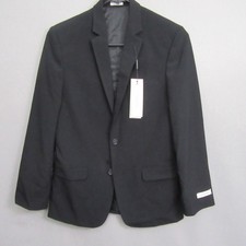 Calvin Klein Boys Sport Coat Blazer Sz 14 Solid Black Stretch Polyester NWT