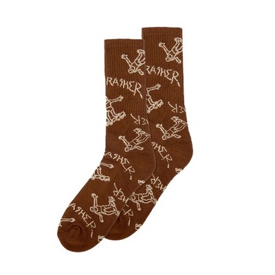 Thrasher Magazine Mark Gonzales GONZ LOGO Skateboard Socks 1 PAIR BROWN/TAN