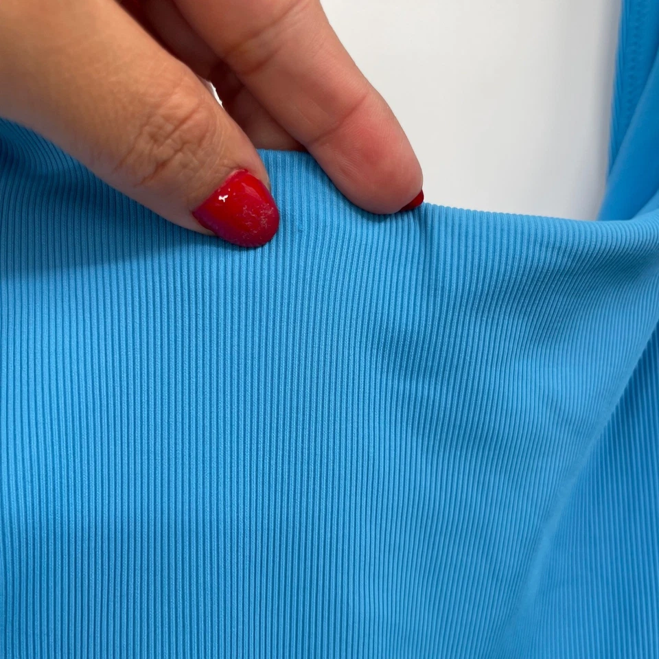 Traje de baño Athleta azul acanalado de una pieza cuello redondo XL Foto 4 de 4