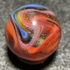 D.A.S Marbles-Double Decade-Sea Blue&Red Oxblood/Yellow Superman Swirl(.70") — photo 1
