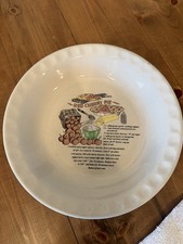 Vintage Red Cherry Pie Recipe Pie Plate 10" Ceramic Baking Dish with Recipe