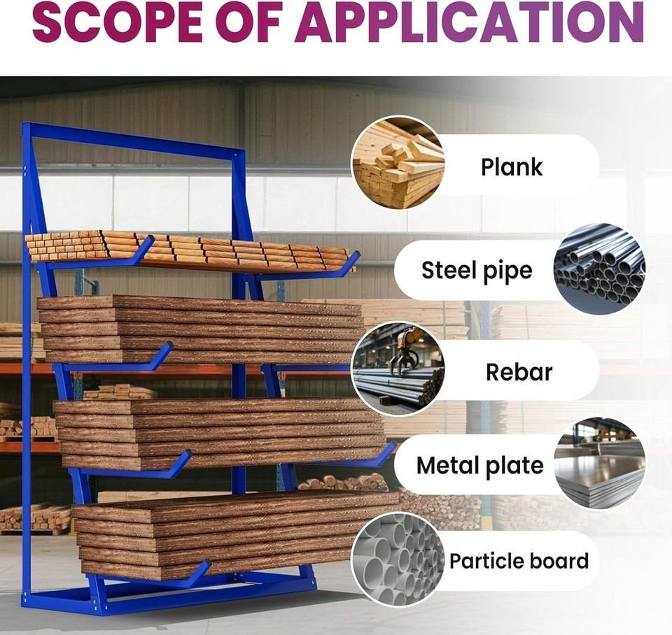 Timber Pipe Rack 48x16x62in Heavy Duty Pipe Lumber Organizer Shelf 2400lb Lumber Storage ...