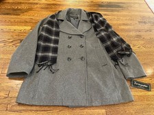 Forecaster of Boston Pea Coat Women 18 Gray Wool Blend Scarf Lined