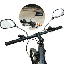Black Pair of Bicycle Handlebar Rear View Mirrors Universal Scooter ABS