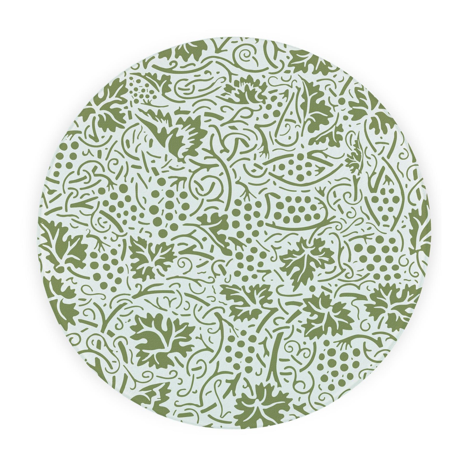 Oak Leaves & Berries Round Glass Worktop Saver - Green Textured Chopping Board