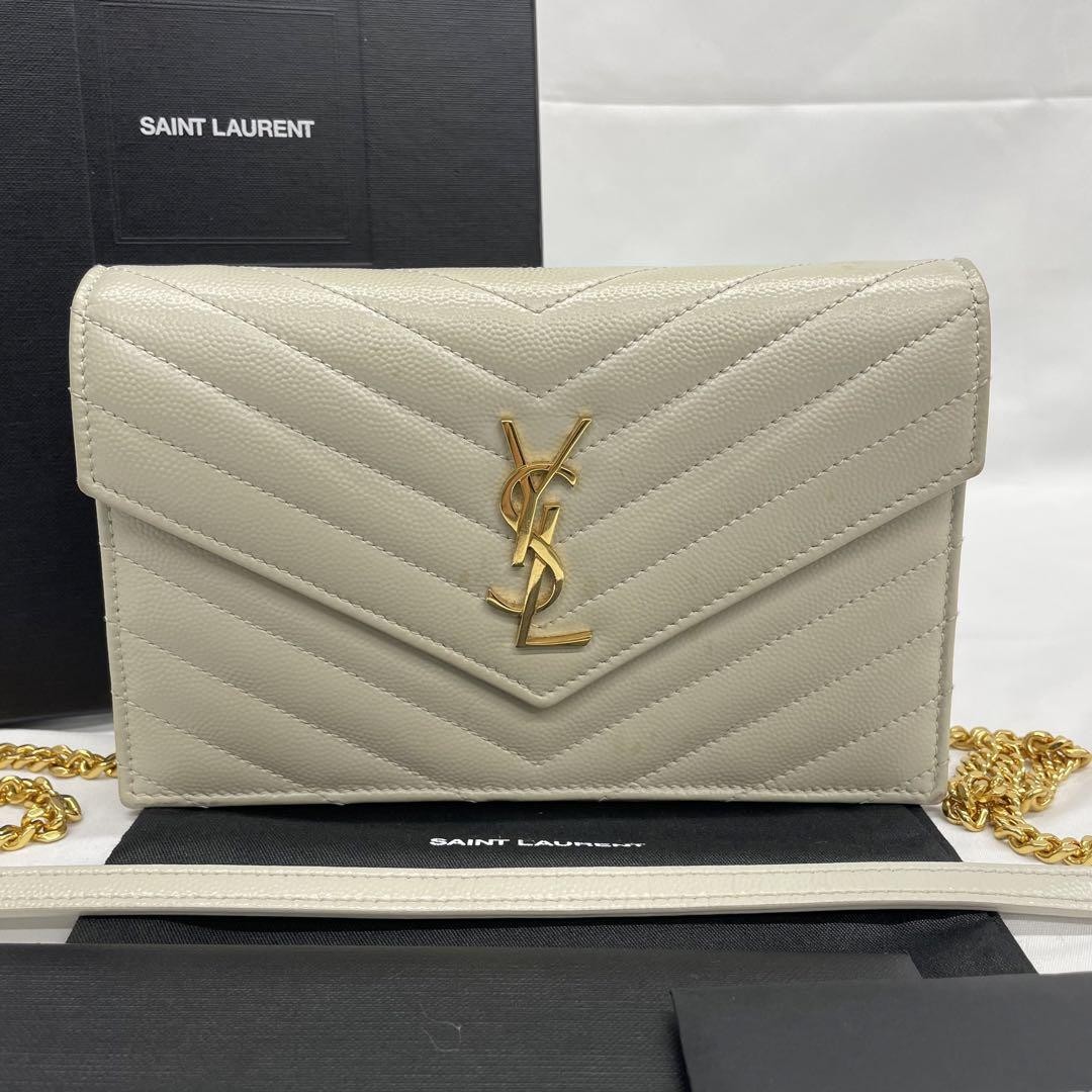 Borsa a tracolla Saint Laurent grigia con catena