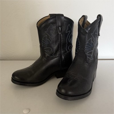 Masterson Boot Co. Children s Black Leather Western Ankle Pull-On Boots sz 7