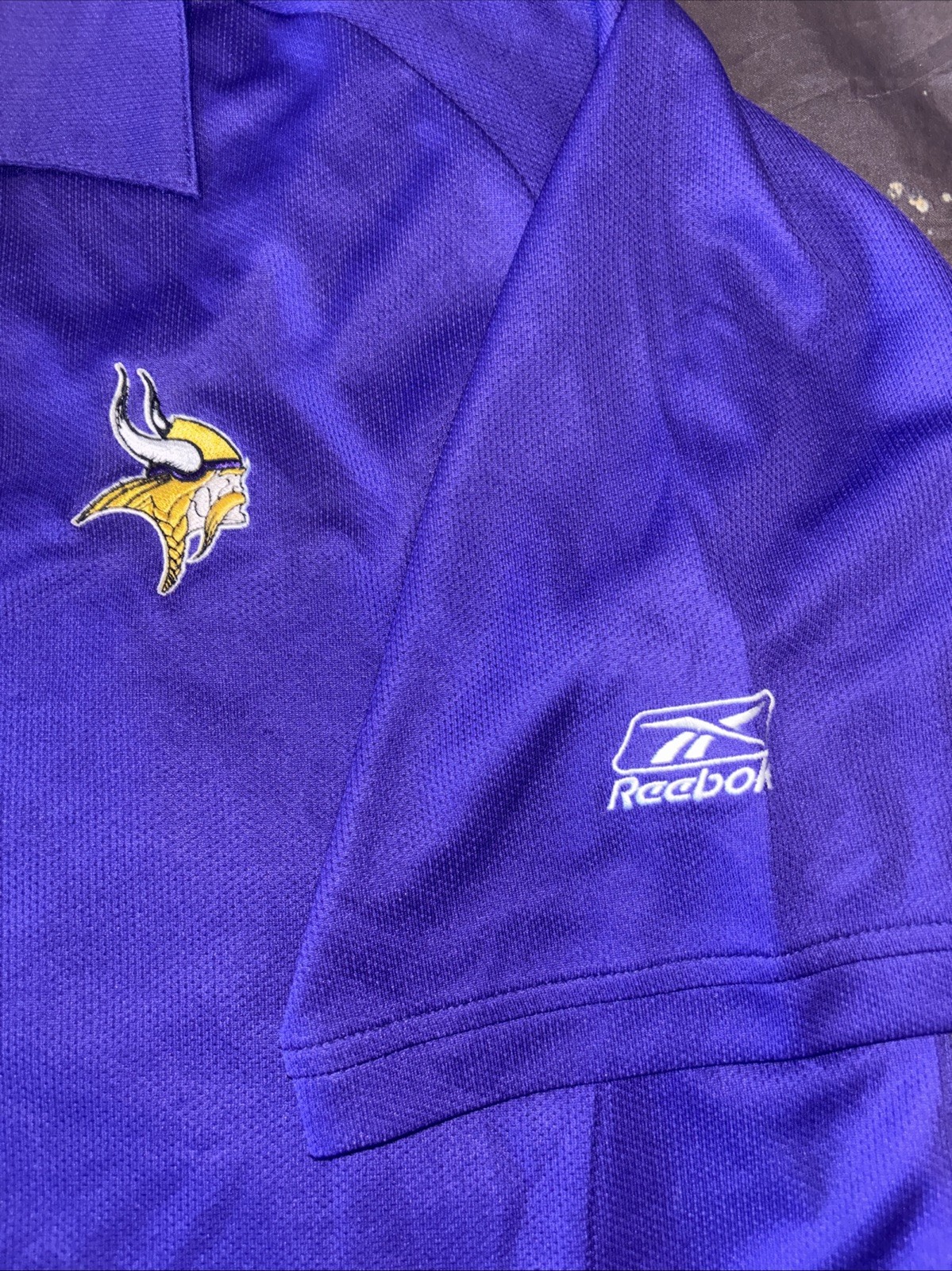 Vintage Minnesota Vikings Reebok Dry-Fit Golf Polo Shirt Size Medium thumbnail 2