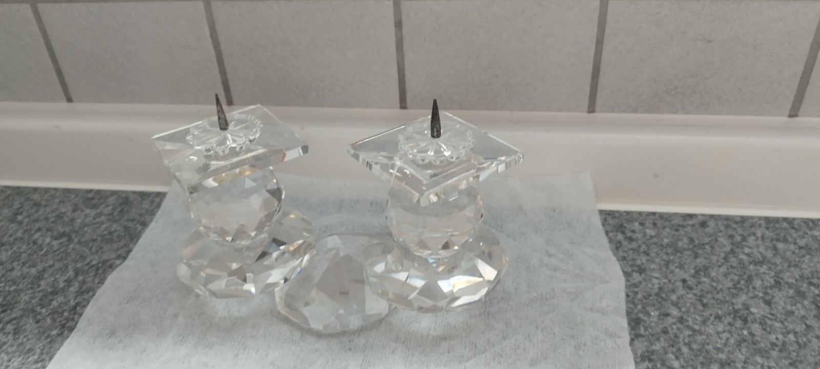 2 armiger Kerzenständer Kristall