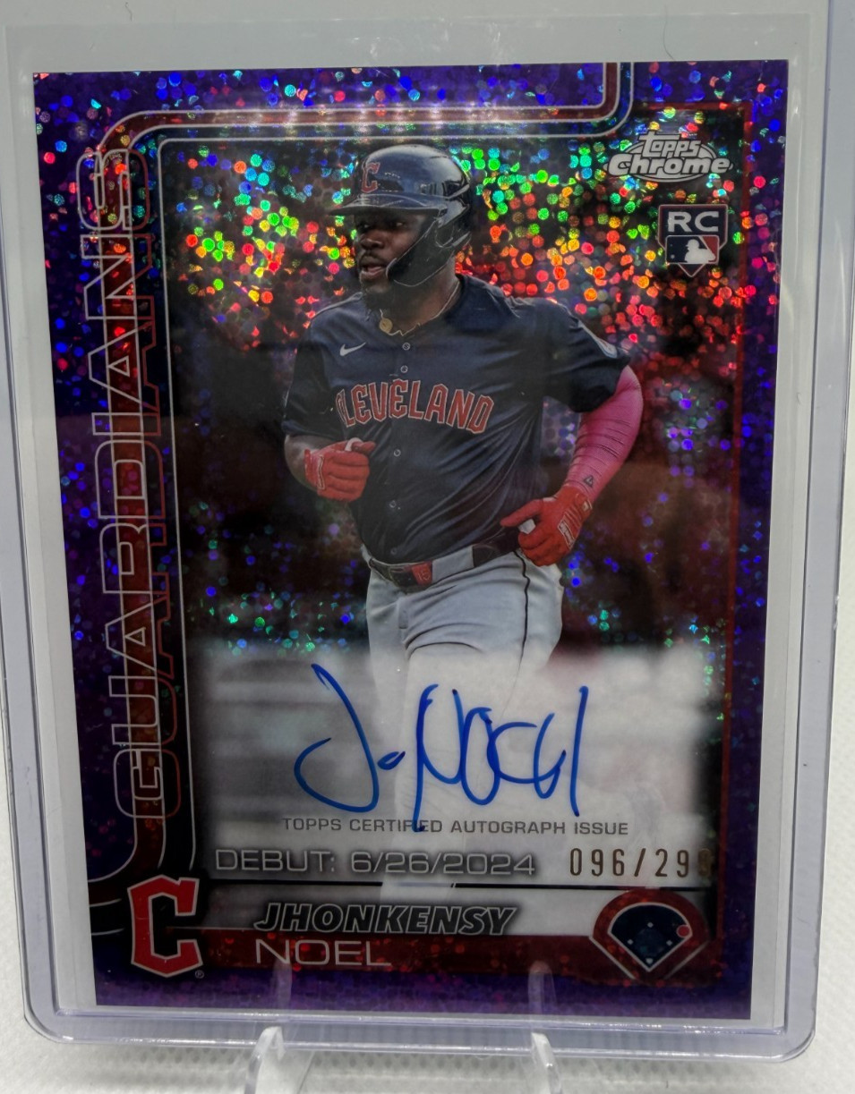 JHONKENSY NOEL 2025 TOPPS CHROME ROOKIE DEBUT PURPLE SPECKLE AUTO /299