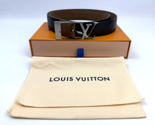 Louis Vuitton Men's Black Dress Belt Silver Buckle Adjustable 95/38 M9876 Spain