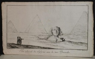 GIZA SPINX & PYRAMIDS EGYPT 1843 NORDEN UNUSUAL ANTIQUE COPPER ENGRAVED VIEW