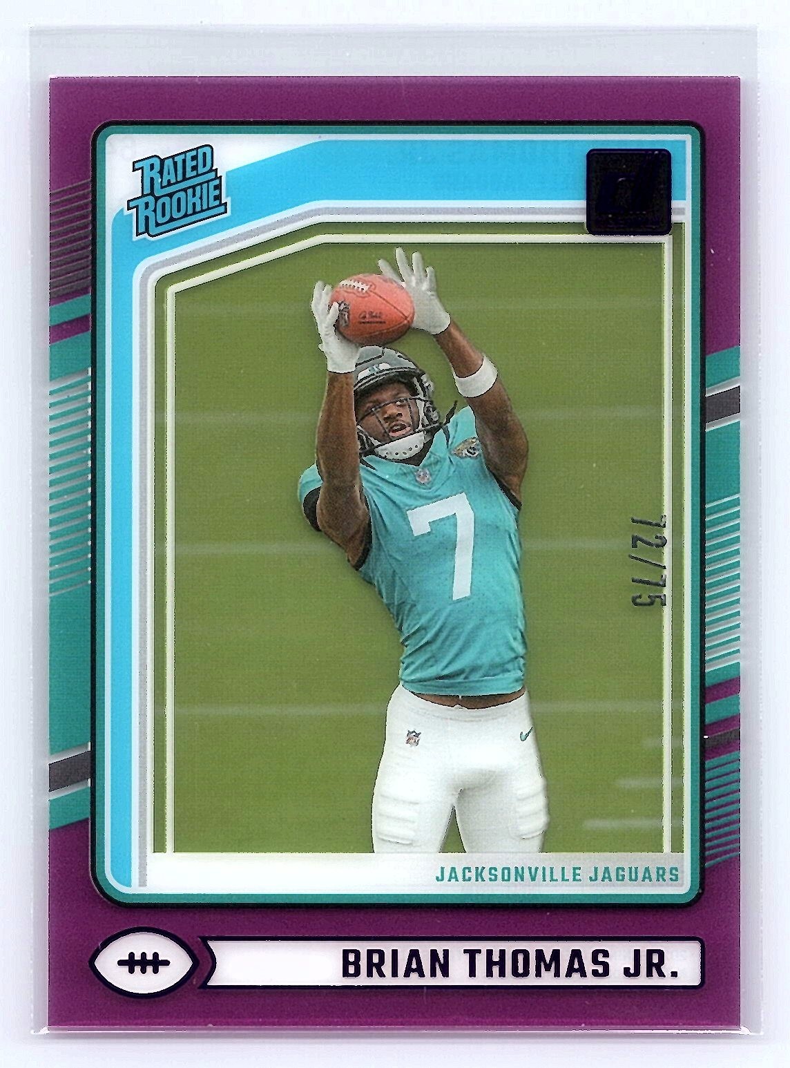 Brian Thomas Jr. 2024 Clearly Donruss #64 Purple #/75 Rookie *oz