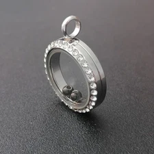 Floating Living Memory Locket Pendant Crystals Stainless Steel usable Thick 3mm