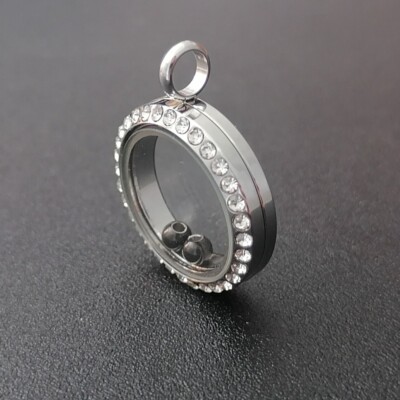 Stainless Steel Floating Locket Pendant - 20-30mm Round Glass Memory Charm
