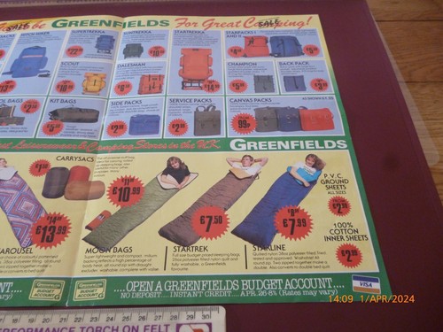 GREENFIELDS VINTAGE CAMPING TENTS/RUCKSACKS/SLEEPING BAGS LEAFLET/PAMPHLET *RARE - Picture 7 of 9