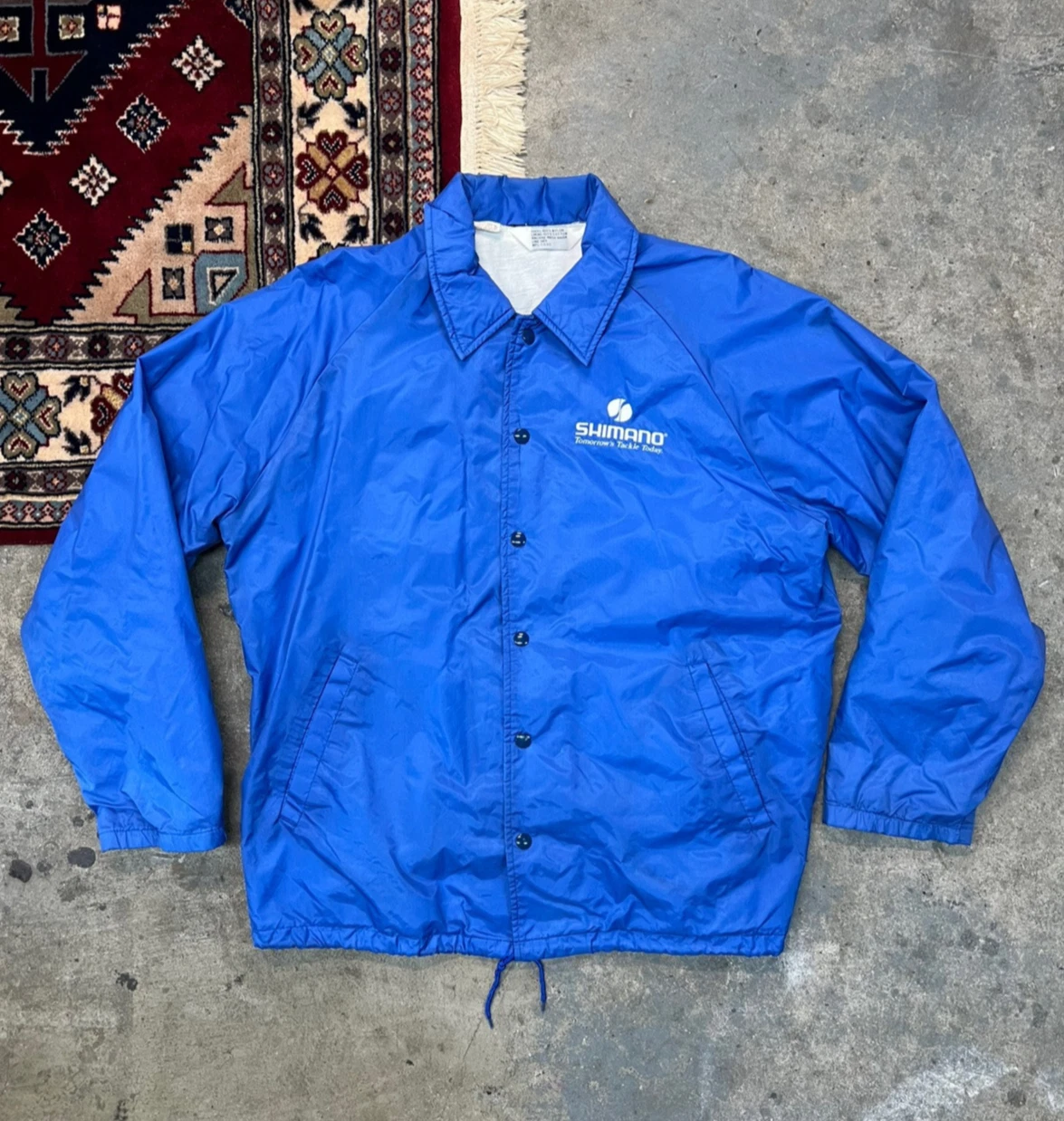 Shimano Fishing Jacket Coat Blue L Tomorrow’s Tackle Today Vintage 1980s Rare