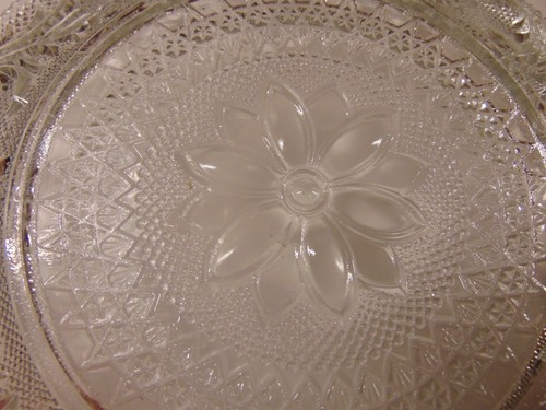 Vintage Indiana Glass 8" Salad Plate Tiara Scroll Pattern Clear Floral - Picture 6 of 8