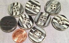 8 Marblized Grey Black White Plastic Sew-through Buttons 7/8" 23mm  7677